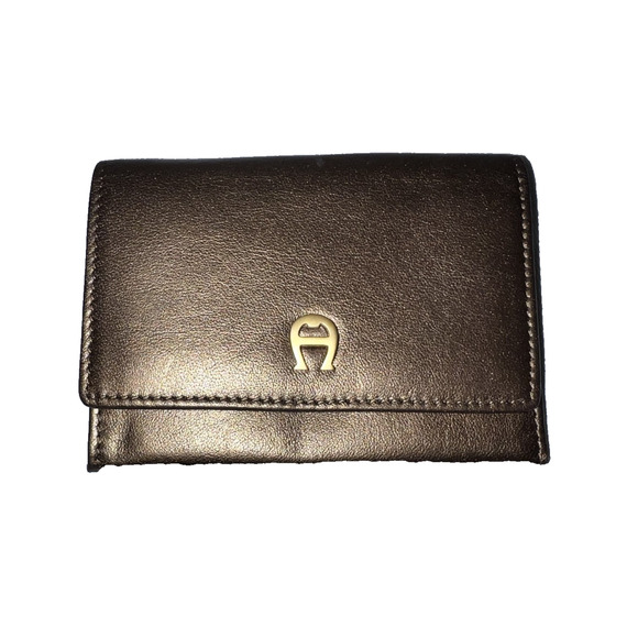 Vintage Etienne Aigner Bronze Leather Wallet Foldable Snap w/Keychain Attachment - Picture 1 of 7
